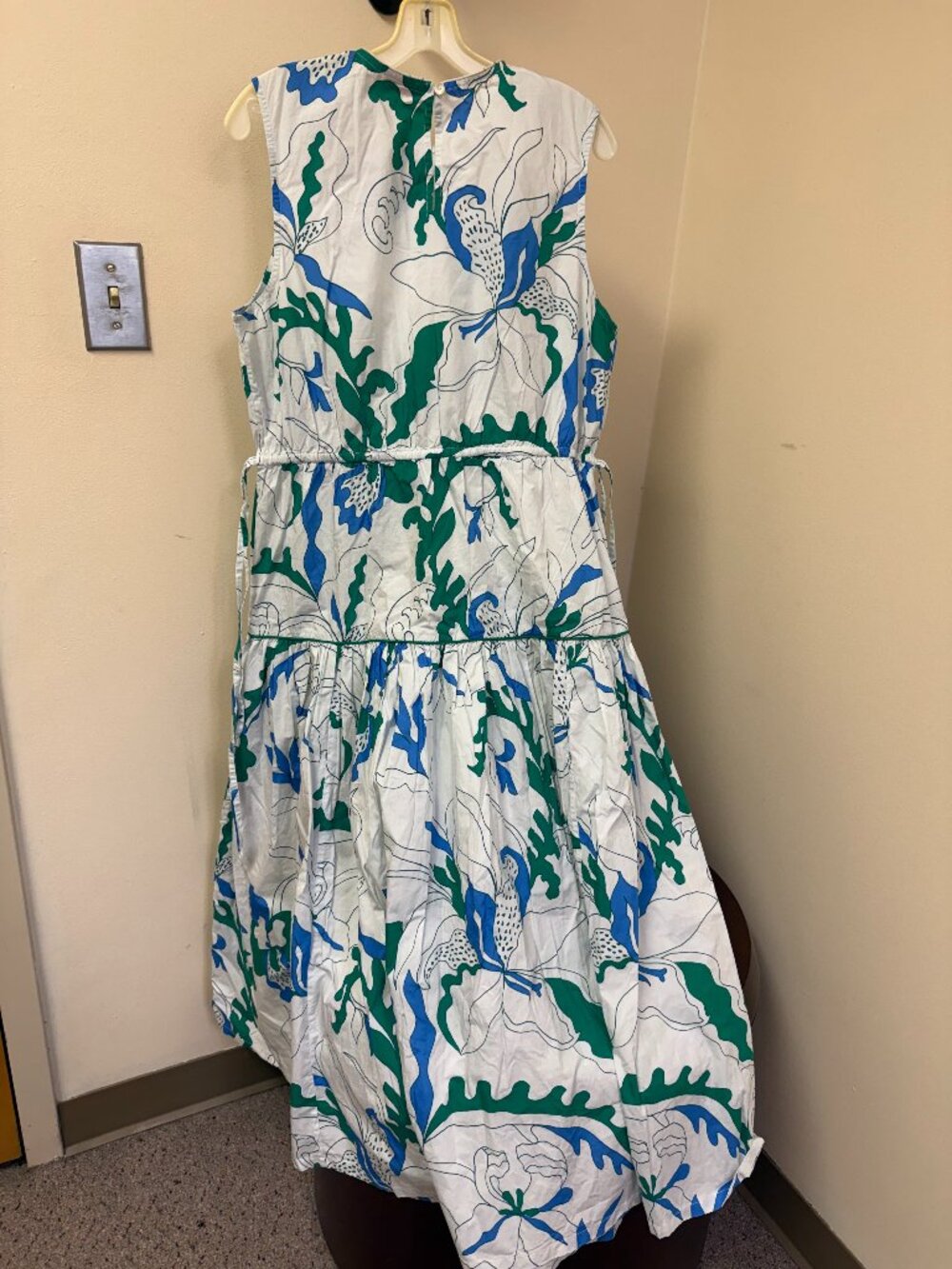 NWOT - Oliphant XL White Blue Green Floral Midi Dress